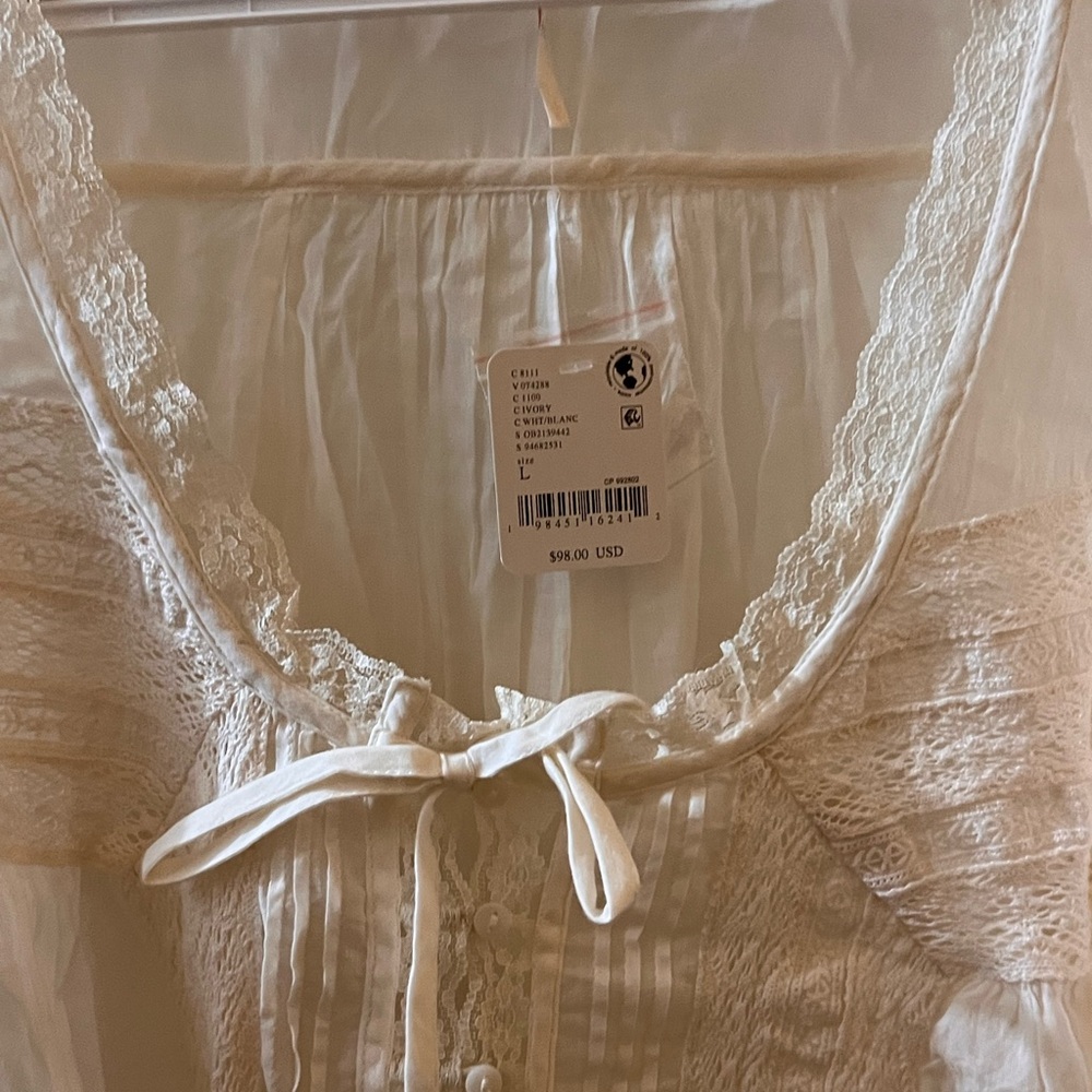 Free People Forevermore Long-sleeve Lace Detail Blouse NWOT - Picture 12 of 16